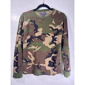 Polo Ralph Lauren Thermal Waffle Knit Camo Pajama Top Sz S Sleepwear Old Money